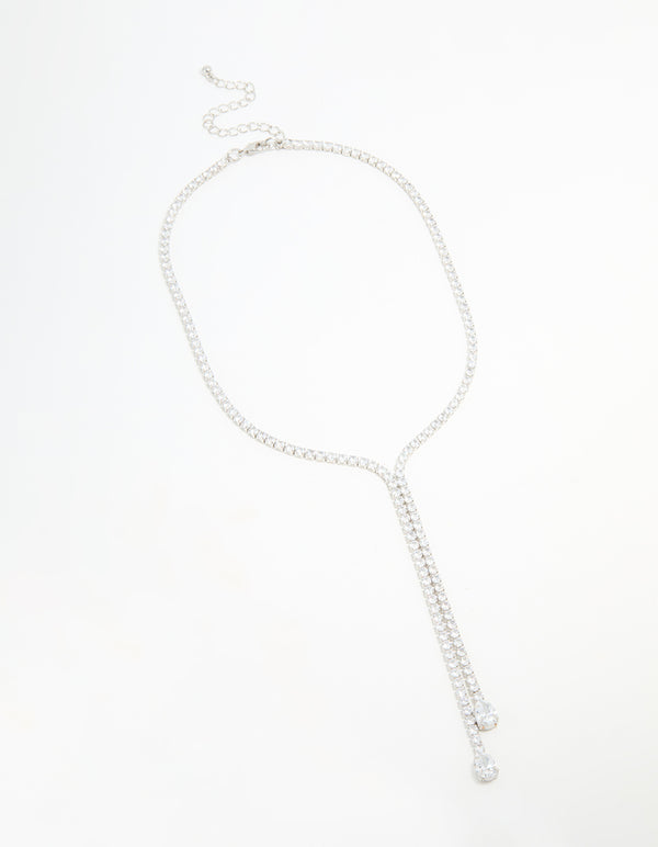 Silver Cubic Zirconia Split Y-Necklace