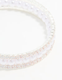Silver Cubic Zirconia Pearl Layered Bangle - link has visual effect only