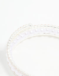 Silver Cubic Zirconia Pearl Layered Bangle - link has visual effect only