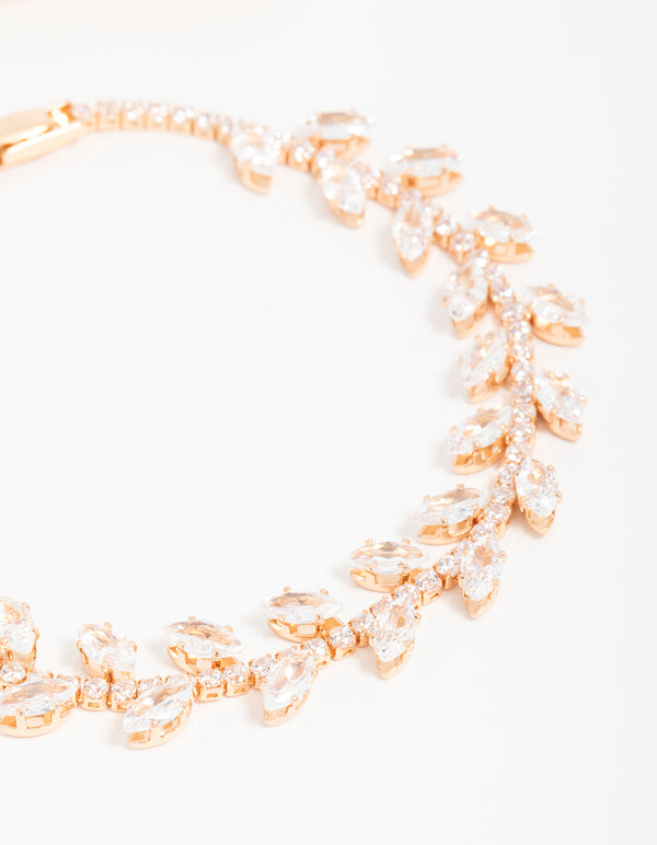 Gold Cubic Zirconia Fine Vine Bracelet
