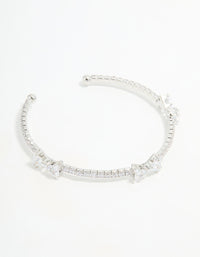 Silver Cubic Zirconia Bow Wrist Cuff - link has visual effect only