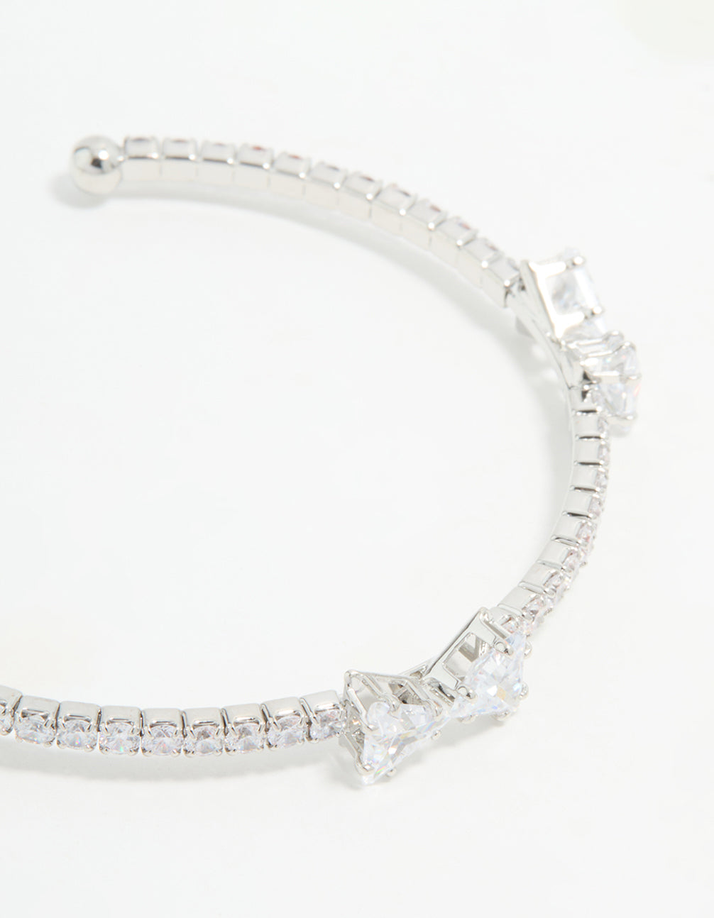 Silver Cubic Zirconia Bow Wrist Cuff