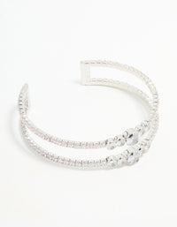 Silver Cubic Zirconia Wrist Cuff - link has visual effect only