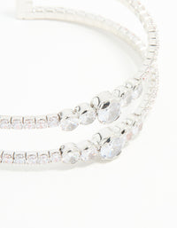 Silver Cubic Zirconia Wrist Cuff - link has visual effect only