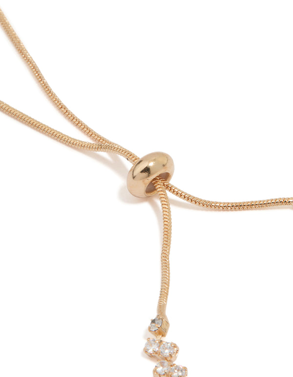 Gold Cubic Zirconia Baguette Toggle Bracelet