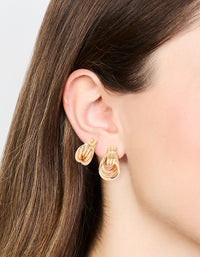 Gold Mixed Size Knot Stud Earrings 2-Pack - link has visual effect only