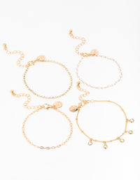 Gold Diamante Drop Bracelets 4-Pack - link has visual effect only