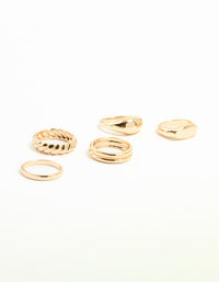 Gold Signet & Twist Rings 5-Pack - link has visual effect only
