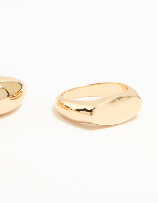 Gold Signet & Twist Rings 5-Pack