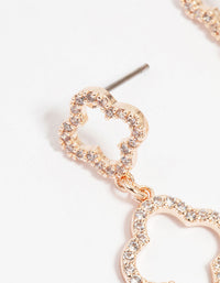 Rose Gold Plated Cubic Zirconia Double Flower Drop Earrings - link has visual effect only