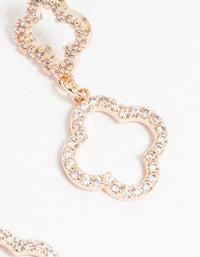 Rose Gold Plated Cubic Zirconia Double Flower Drop Earrings - link has visual effect only