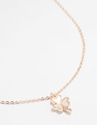 Rose Gold Plated Cubic Zirconia Clover Pendant Necklace - link has visual effect only