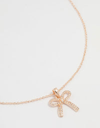 Rose Gold Plated Cubic Zirconia Bow Pendant Necklace - link has visual effect only