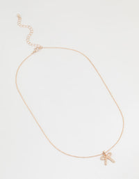 Rose Gold Plated Cubic Zirconia Bow Pendant Necklace - link has visual effect only