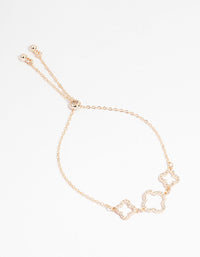 Rose Gold Plated Cubic Zirconia Outline Flower Trio Toggle Bracelet - link has visual effect only