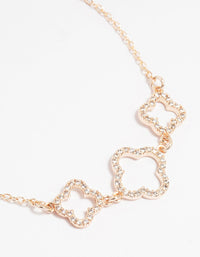 Rose Gold Plated Cubic Zirconia Outline Flower Trio Toggle Bracelet - link has visual effect only