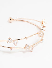 Rose Gold Plated Cubic Zirconia Layered Wrist Cuff - link has visual effect only