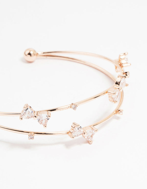 Rose Gold Plated Cubic Zirconia Layered Wrist Cuff