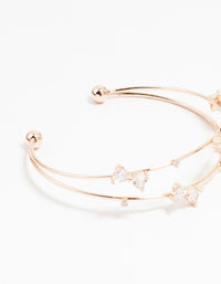 Rose Gold Plated Cubic Zirconia Layered Wrist Cuff - link has visual effect only