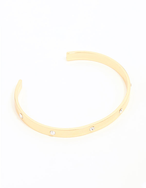 Gold Diamante Open Wrist Cuff