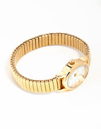 Gold Mini Oval Stretch Watch - link has visual effect only