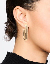 Gold Square Hoop Large Earrings - link has visual effect only