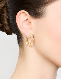 Gold Twisted C Hoop Earrings - link has visual effect only