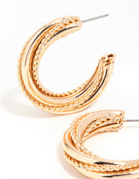 Gold Twisted C Hoop Earrings - link has visual effect only
