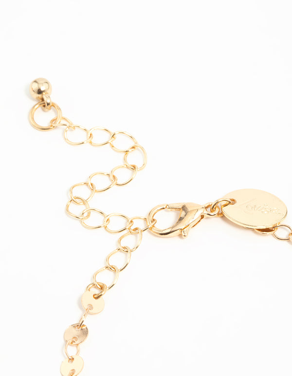 Gold Diamante & Chain Heart Bracelets 4-Pack