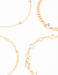 Gold Diamante Flower Bracelets 4-Pack - link has visual effect only