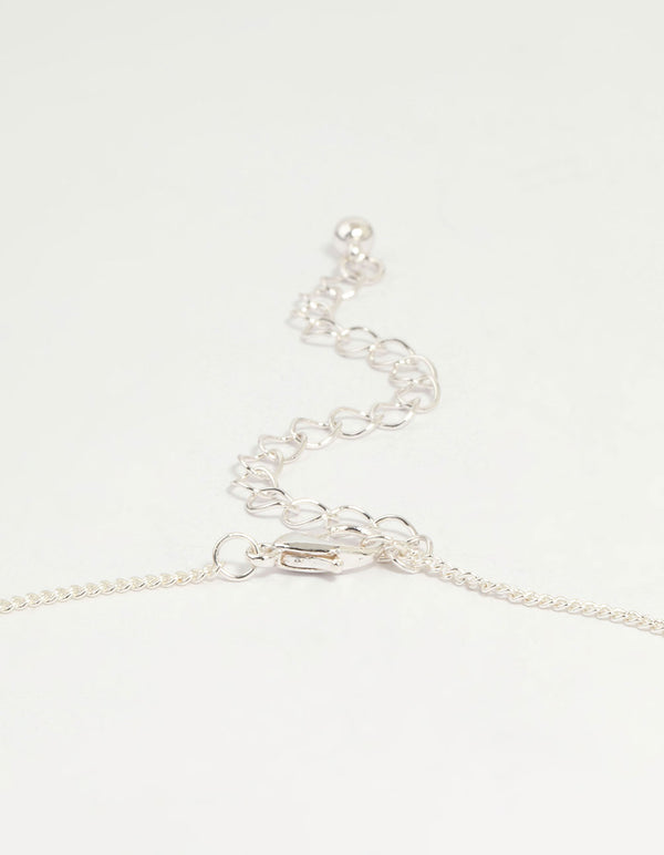 Silver Plated Diamante Rose Cross Pendant Necklace