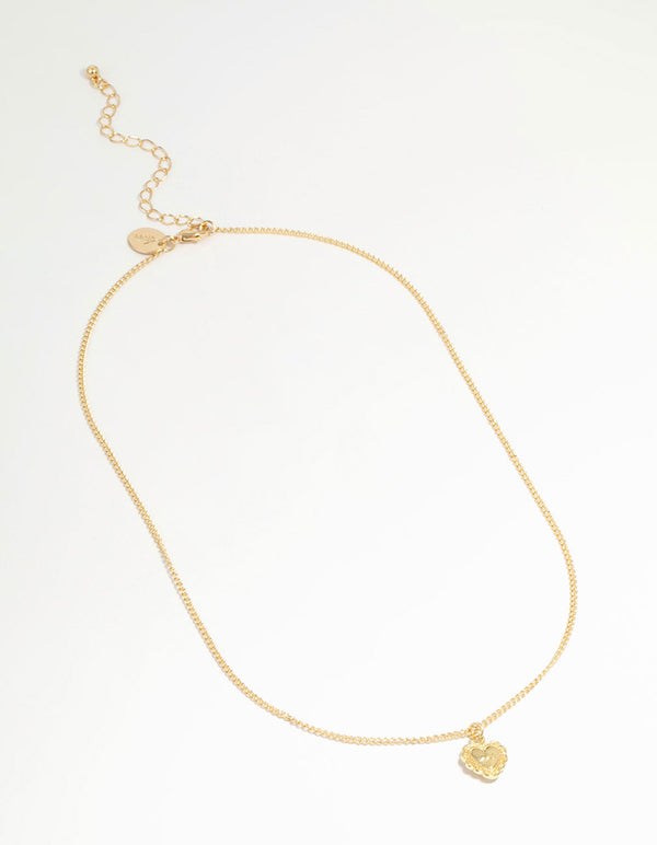 Gold Plated Cross Heart Pendant Necklace