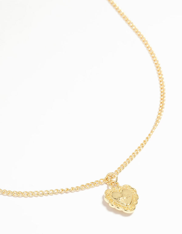 Gold Plated Cross Heart Pendant Necklace