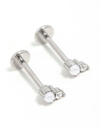 Surgical Steel Pearl Diamante Flat Back Earrings - link has visual effect only