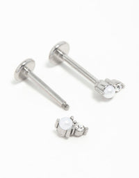 Surgical Steel Pearl Diamante Flat Back Earrings - link has visual effect only