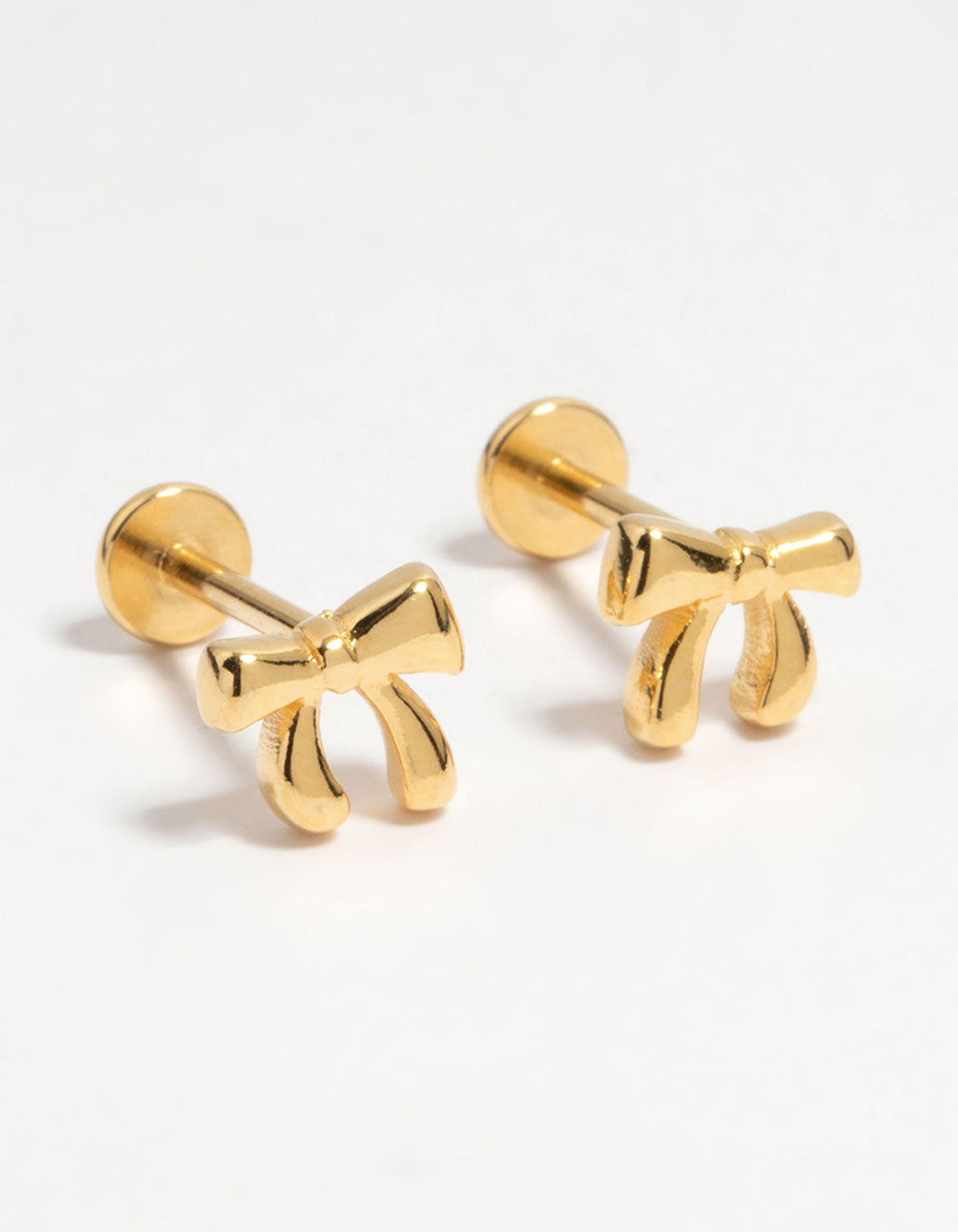 Gold Plated Surgical Steel Bow Flat Back Earrings