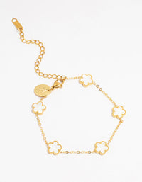 Waterproof Gold Plated Stainless Steel Flower Station Bracelet - link has visual effect only