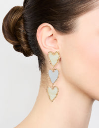 Gold Genuine Shell Heart Layered Drop Earrings - link has visual effect only