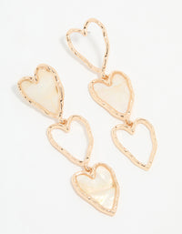 Gold Genuine Shell Heart Layered Drop Earrings - link has visual effect only