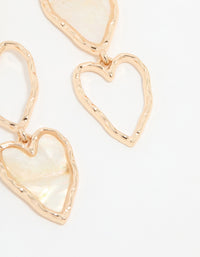 Gold Genuine Shell Heart Layered Drop Earrings - link has visual effect only