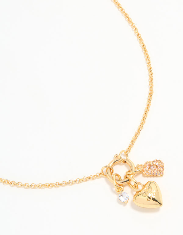 Gold Plated Bubble B & Heart Necklace