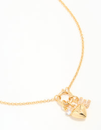 Gold Plated Bubble E & Heart Charm Necklace - link has visual effect only