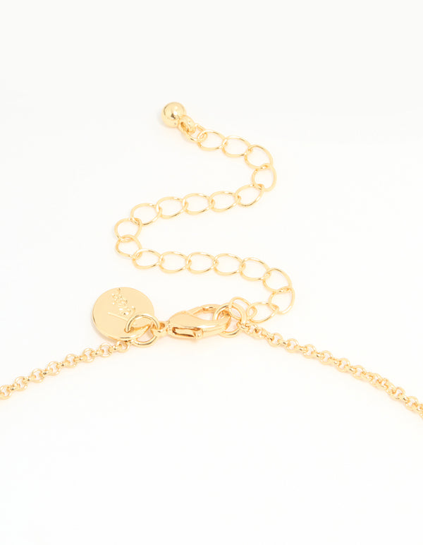 Gold Plated Bubble E & Heart Charm Necklace