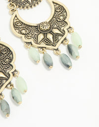 Antique Gold Beaded Textured Drop Earrings - link has visual effect only