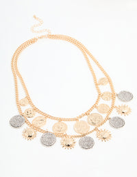 Gold Mixed Metal Coin Layered Necklace - link has visual effect only
