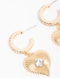 Gold Diamante Heart Hoop Earrings - link has visual effect only