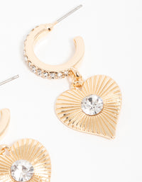 Gold Diamante Heart Hoop Earrings - link has visual effect only