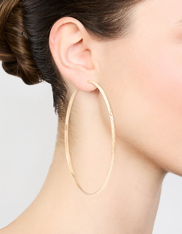 Gold Thin Hoop Large Earrings