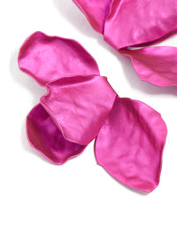 Gold Fuschia Coated Metal Flower Petal Drop Earrings - link has visual effect only