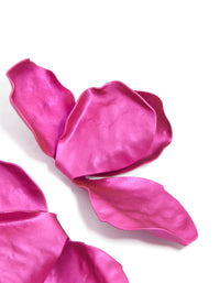 Gold Fuschia Coated Metal Flower Petal Drop Earrings - link has visual effect only